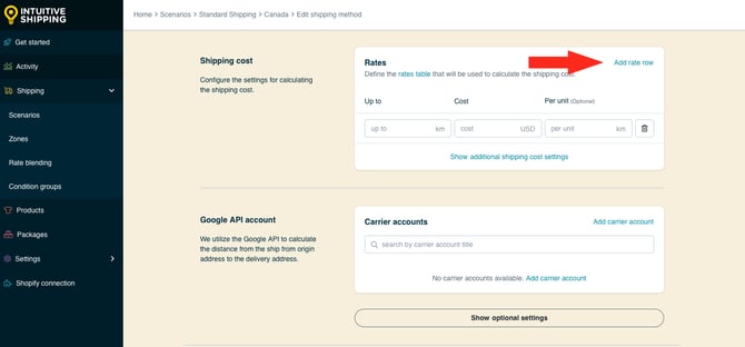 IS HS Local Delivery Shipping Method - Add Rate Row