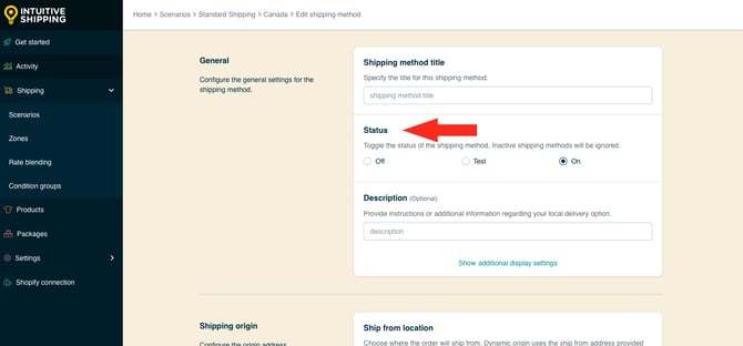 IS HS Local Delivery Shipping Method - Edit Status