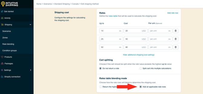 IS HS Local Delivery Shipping Method - Rate Row Blending - Return All Rate Rows