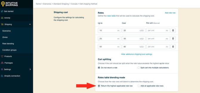 IS HS Local Delivery Shipping Method - Rate Row Blending - Return Highest Rate Row