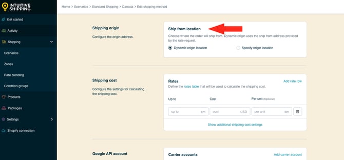 IS HS Local Delivery Shipping Method - Select Ship From Location