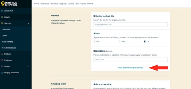 IS HS Local Delivery Shipping Method - Show Additional Display Settings