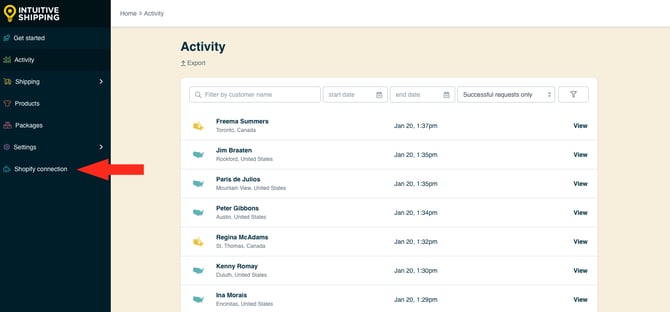 IS HS Menu - Shopify Connection