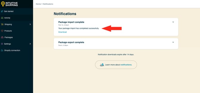 IS HS Notifications - Package Import Successful