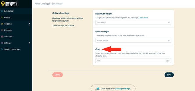 IS HS Packages - Edit Package Cost