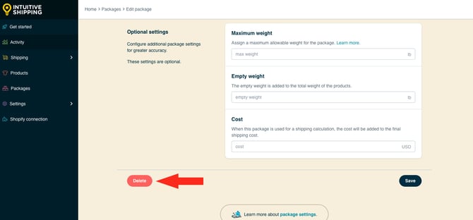 IS HS Packages - Edit Package Delete