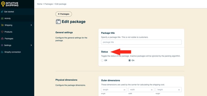 IS HS Packages - Edit Package Status