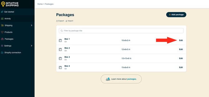 IS HS Packages - Edit Packagge