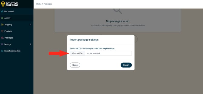 IS HS Packages - Import  Choose File