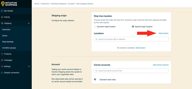 IS HS Parcel Service Shipping Methods - Add Location