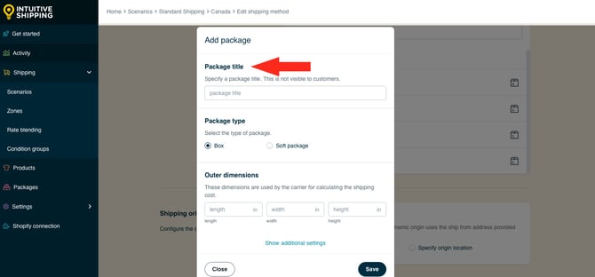 IS HS Parcel Service Shipping Methods - Add Package Title