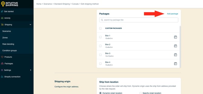IS HS Parcel Service Shipping Methods - Add Package