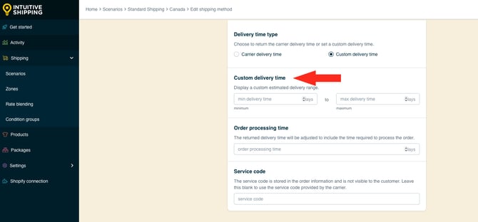 IS HS Parcel Service Shipping Methods - Custom Delivery Time