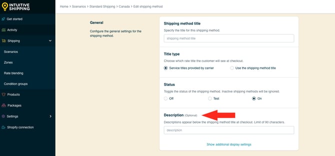 IS HS Parcel Service Shipping Methods - Edit Description