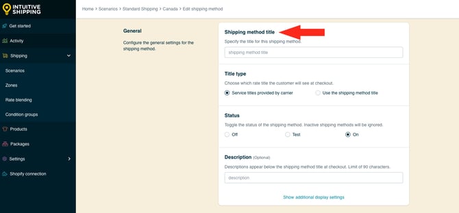 IS HS Parcel Service Shipping Methods - Edit Title
