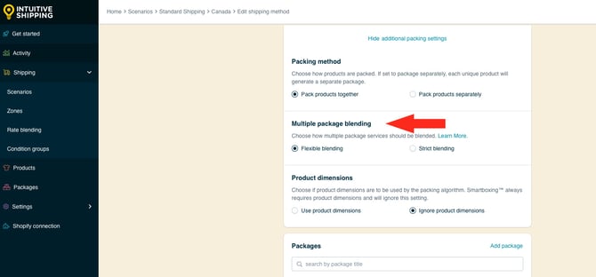 IS HS Parcel Service Shipping Methods - Multiple Packing Blending