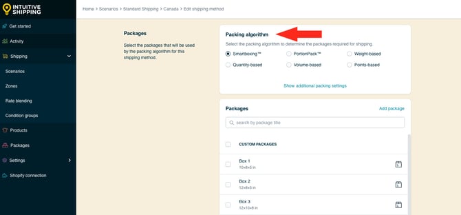 IS HS Parcel Service Shipping Methods - Packing Algorithm