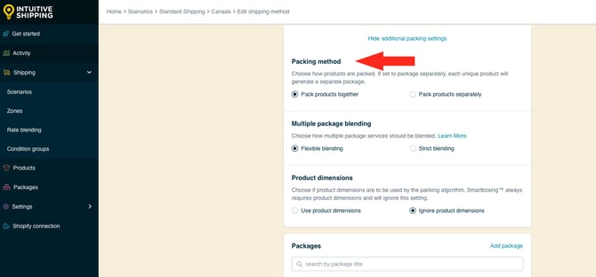 IS HS Parcel Service Shipping Methods - Packing Method