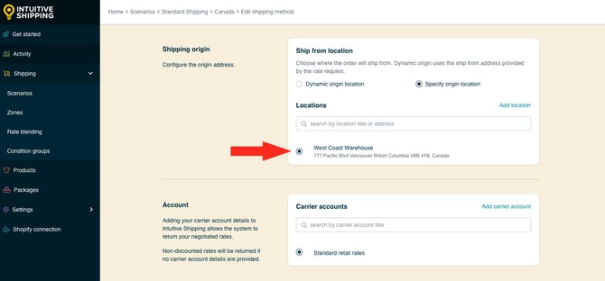 IS HS Parcel Service Shipping Methods - Select Location