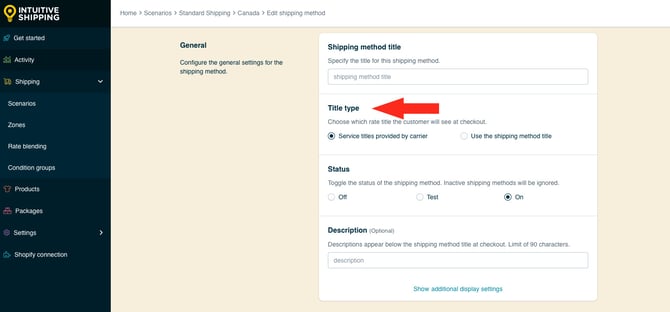IS HS Parcel Service Shipping Methods - Select Title Type