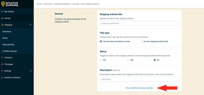 IS HS Parcel Service Shipping Methods - Show Additional Display Settings