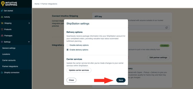 IS HS Partner Integrations - Save ShipStation Settings