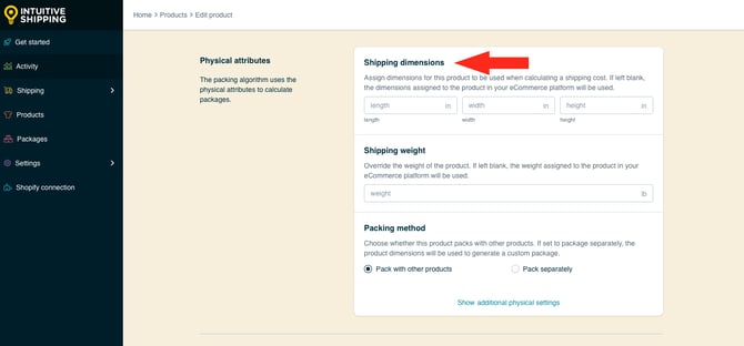 IS HS Products - Add Shipping Dimensions