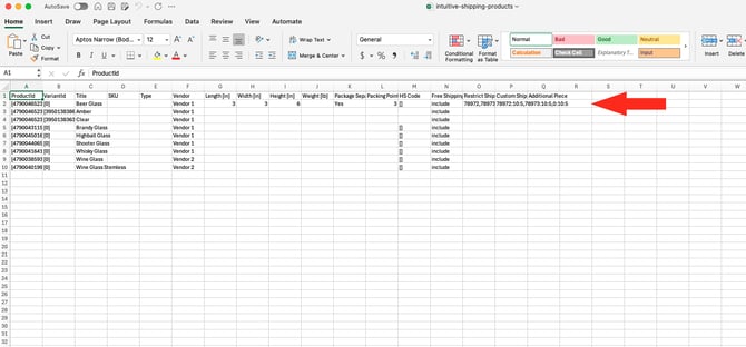 IS HS Products - CSV Sample