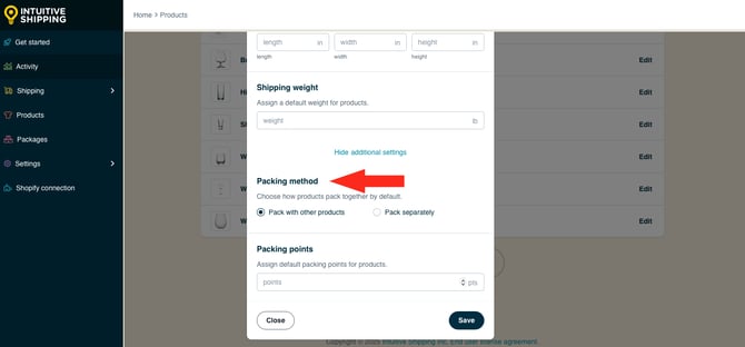 IS HS Products - Default Packing Method