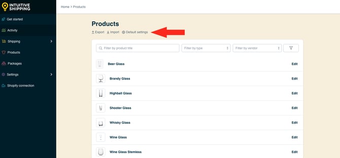IS HS Products - Default Settings