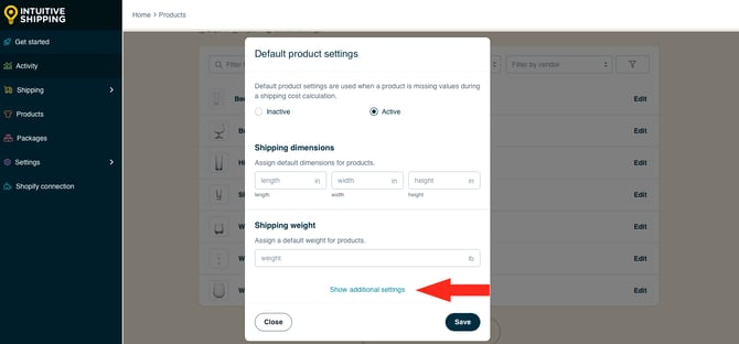 IS HS Products - Default Show Additional Settings