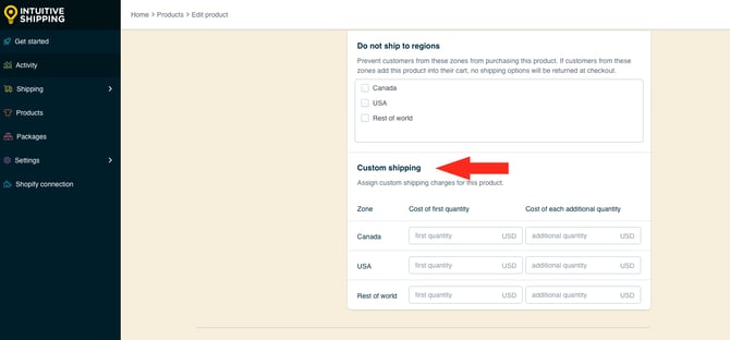 IS HS Products - Enter Custom Shipping