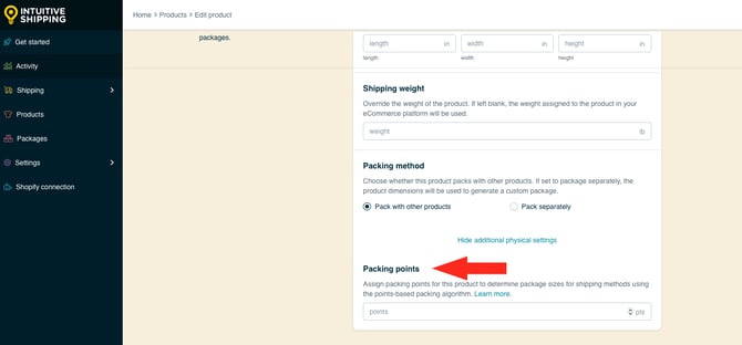 IS HS Products - Enter Packing Points