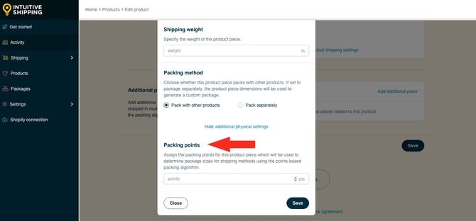 IS HS Products - Enter Product Piece Packing Points