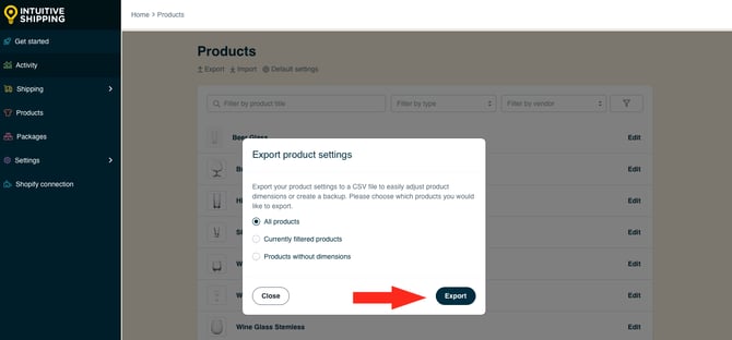 IS HS Products - Export Button