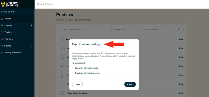 IS HS Products - Export Setting
