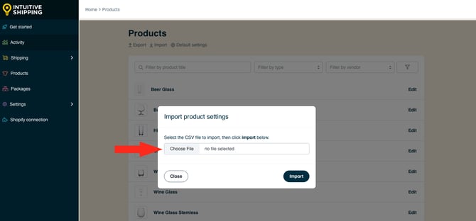IS HS Products - Import Choose File