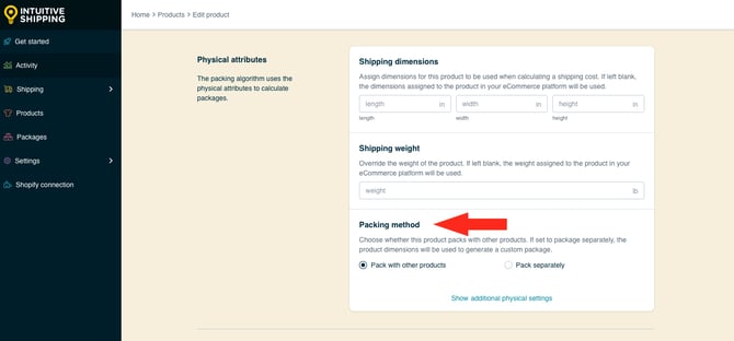 IS HS Products - Select Packing Method