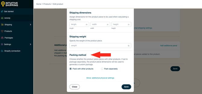 IS HS Products - Select Product Piece Packing Method