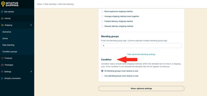 IS HS Rate Blending - Advanced - Blending Condition