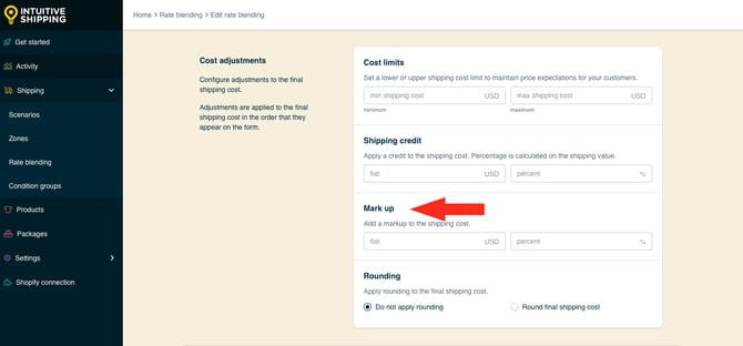 IS HS Rate Blending - Optional Settings - Mark Up