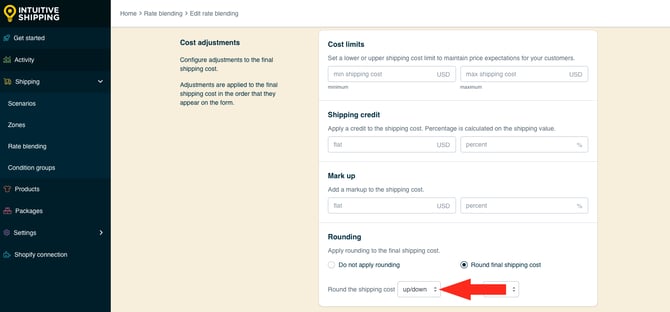 IS HS Rate Blending - Optional Settings - Rounding Direction