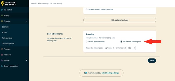 IS HS Rate Blending - Simple - Optional Settings Round Final Cost