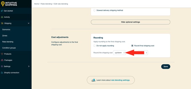 IS HS Rate Blending - Simple - Optional Settings Rounding Direction
