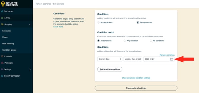 IS HS Scenario - Condition Value Current Date Greater Than Equals 2025-11-27