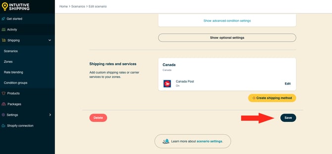 IS HS Scenario - Edit Shipping Method Canada Post