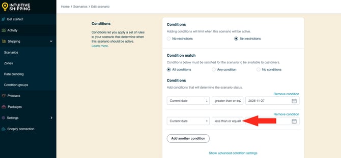 IS HS Scenario - Limited Run Promo - Add Current Date Condition Logic Less Than Equals