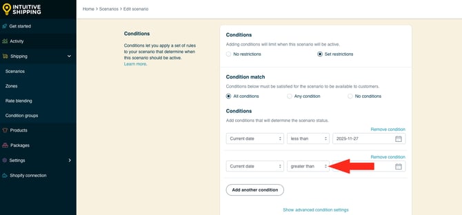 IS HS Scenario - Limited Run Promo Standard - Add Current Date Condition Logic Greater Than