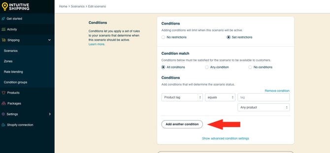 IS HS Scenarios - Add Another Condition Button