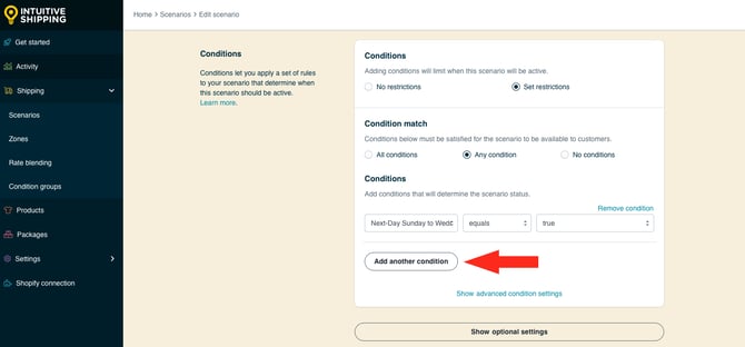 IS HS Scenarios - Add Another Condition Group with Next Day Group 1
